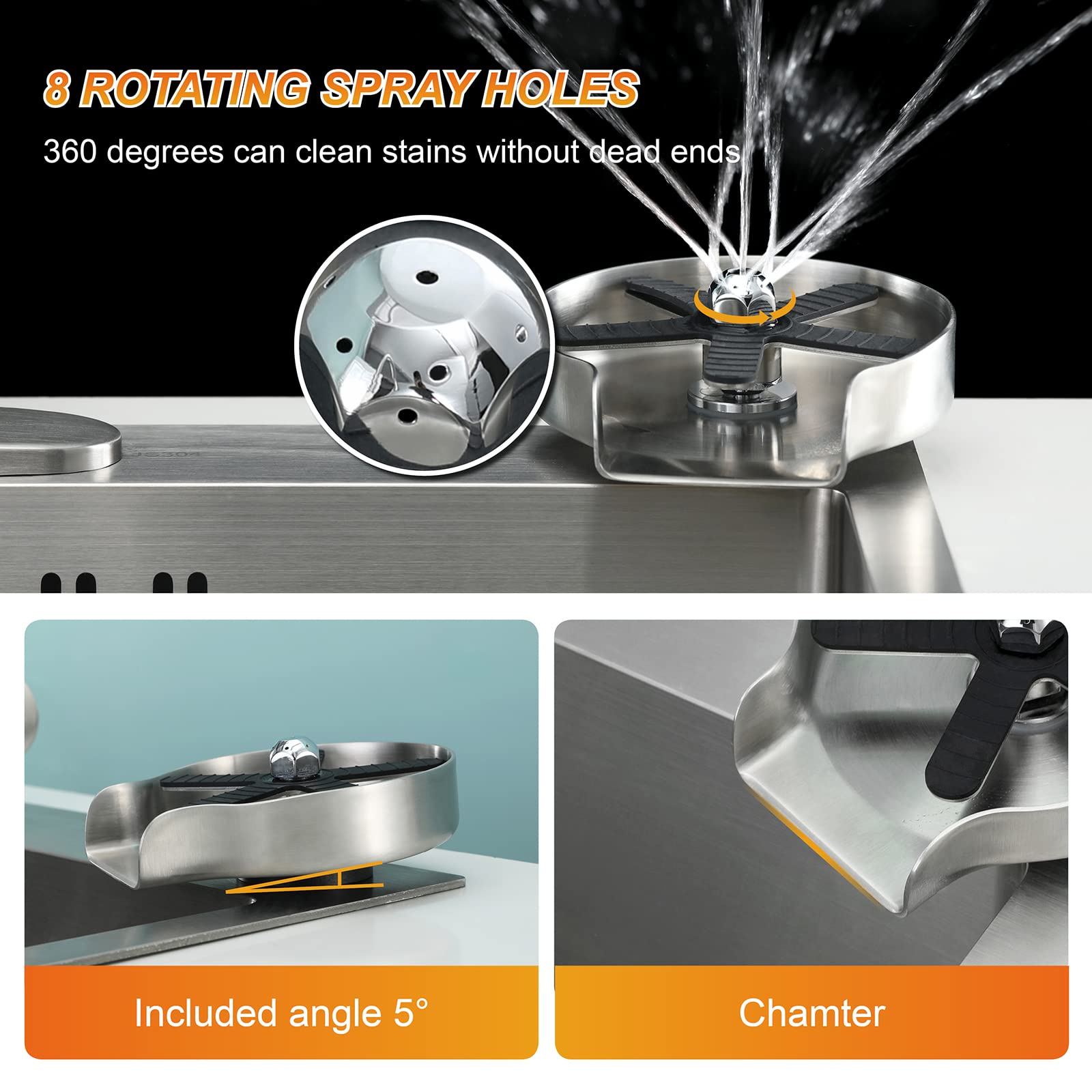 New glass washer home cup cleaning cup washer bar cup washer stainless steel cup washer silver 5 leaves