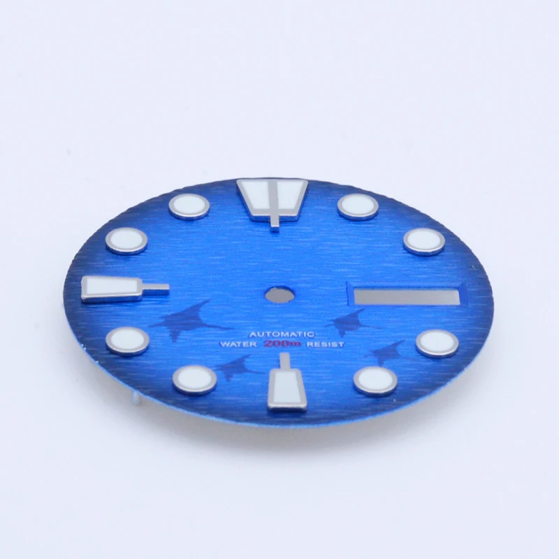Seiko Blue Dial C3 Green Luminous 28.5mm Watch Dial for NH35 NH36 Movement Fits SKX007 6105 SRPD Tuna Monster Turtle Watch Case