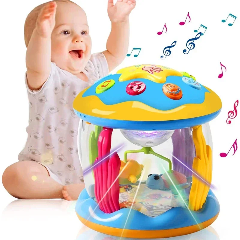 Baby Toy Musical Instrument Babies Ocean Light Rotary Projector Kids Montessori Early Educational Sensory Toys for Toddler Gifts