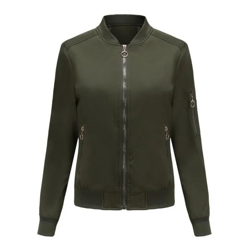 Spring Women Jacket Bomber Autumn Stand Collar Jacket Femme Baseball Jacket EU Size S-3XL smile