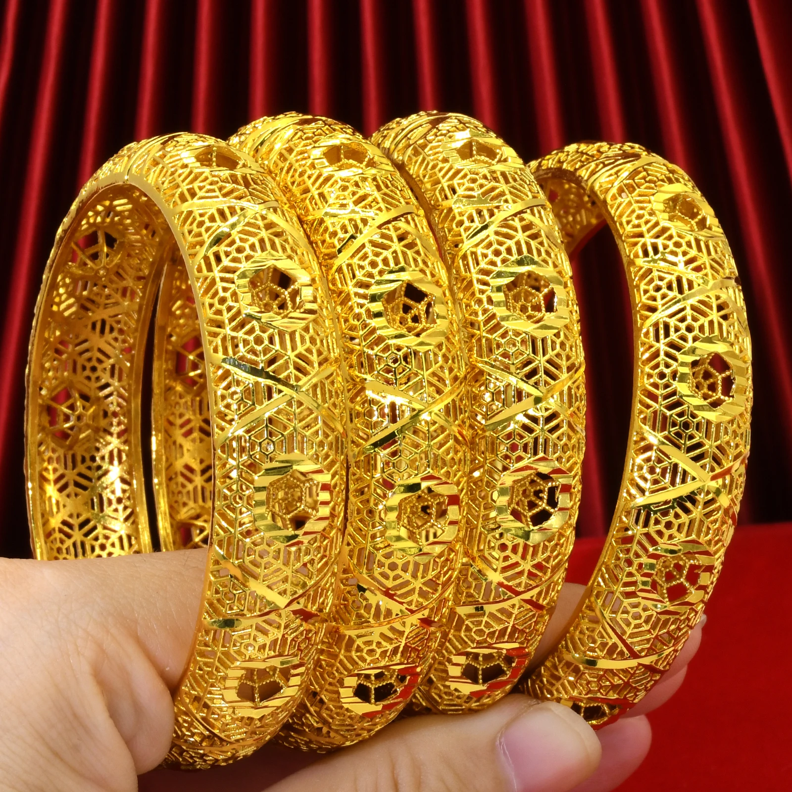 Gold ANIID Color Dubai Bangles For Women Indian African Hard Bracelets Charm Wedding Ethiopian Arabic Jewelry Wholesale smile