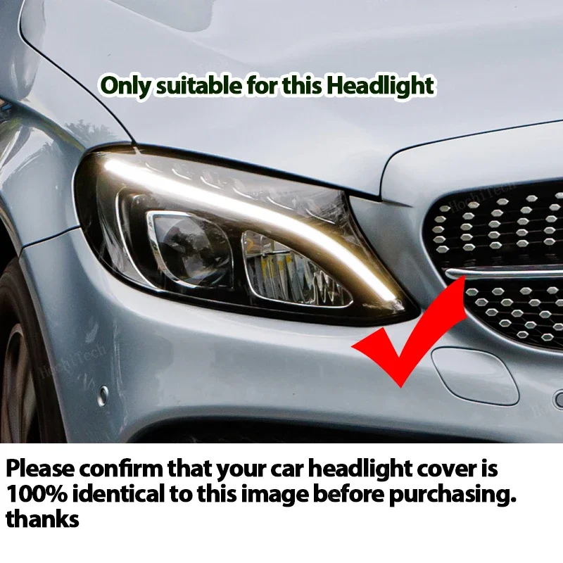 Car Headlight Cover Lampshade HeadLamp Clear Lens Cover Bright Shell Cover for Mercedes Benz W205 C Class pre-facelift 2015-2018