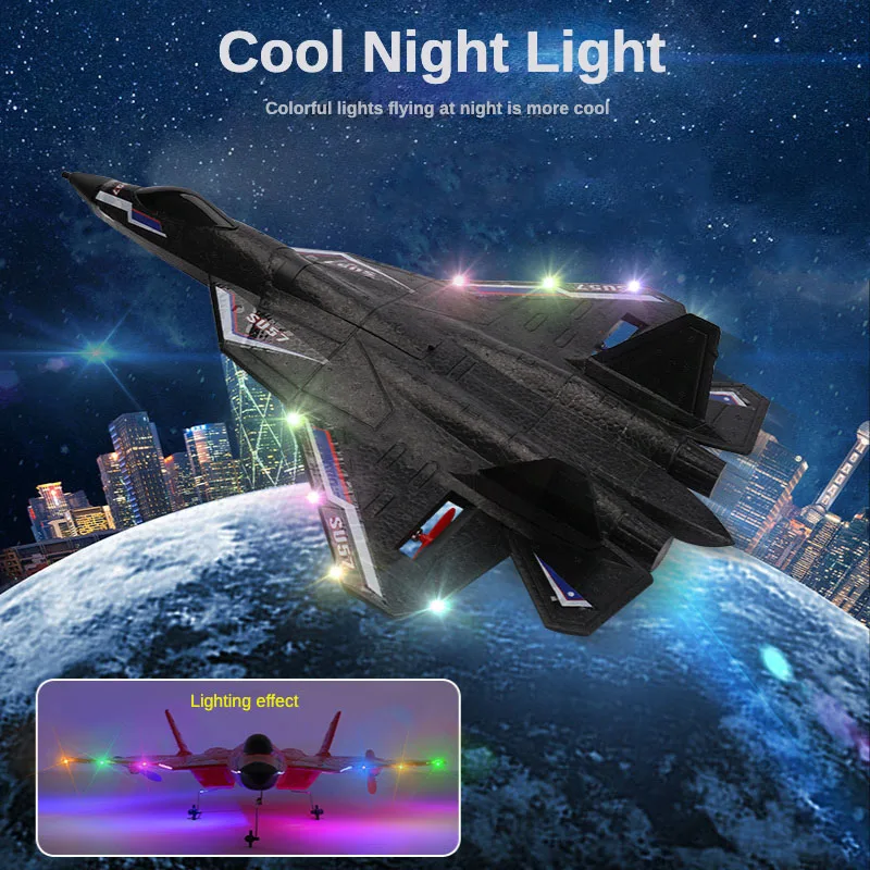 Plane Radio SU57 Rc Controlled Airplane With Light Fixed Wing Hand Throwing EPP Foam SU 57 RC Airplane Kids Toys Gifts smile
