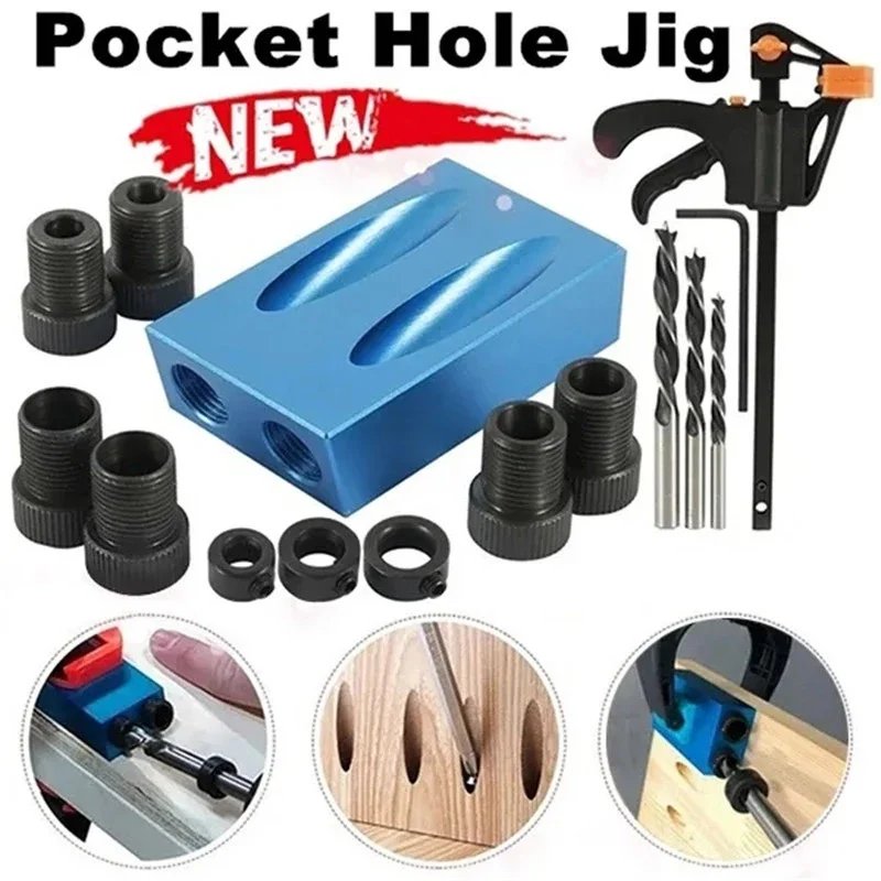 Pocket New Hole 7/14/15Pcs Screw Jig 15 Degrees Dowel Drill Joinery Kit ddmysmile Carpenters Wood Woodwork Guides Joint Angle Locator Tool Smile