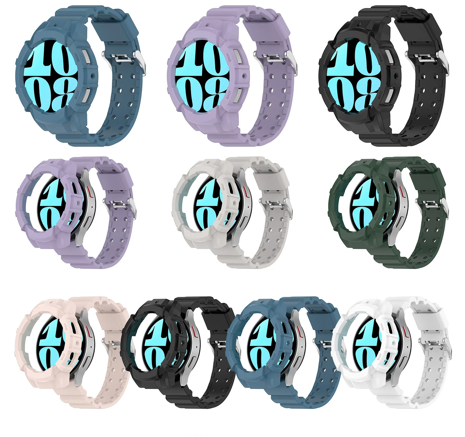 For Armor Samsung Case+Band Galaxy Watch 6 5 40Mm 44Mm Sports Silicone ddmysmile Protector Cover Strap For Samsung Watch 5 Pro 45Mm Bumper Smile Case+