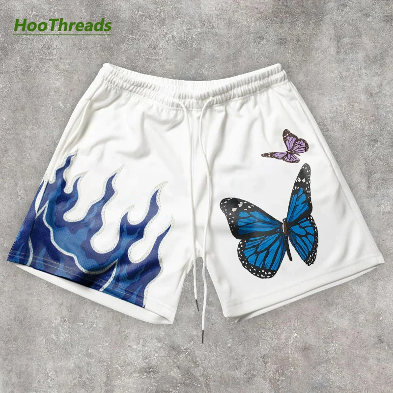 Workout Mens Athletic Gym Shorts Y2K Butterfly Print Quick Dry Breathable Shorts with Pockets Jogging Running Activewear 5 Inch smile