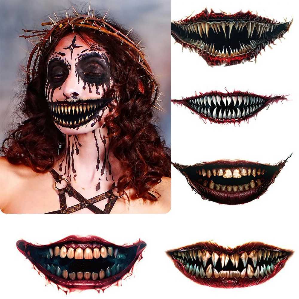 1/20 Halloween haunted house horror thriller big mouth tattoo stickers costume party face stickers suitable for holiday parties W241109
