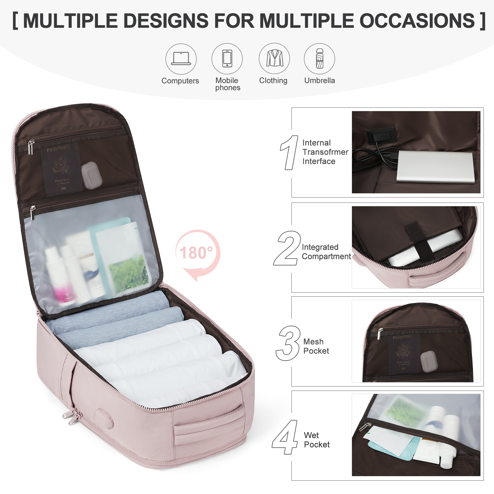 ldm Women Backpack Laptop Bag Lightweight Carry On Luggage Bag with Shoe Compartment Large Capacity Waterproof Travel Backpack