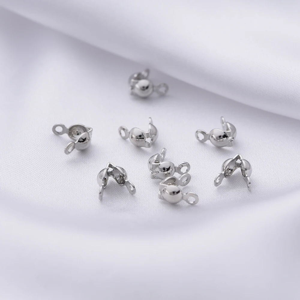 Real Thick Gold 14K Plating 3/4mm Cup Double Bead Tip Crimp DIY Cap Out DIYJewelry Making Supplies 50PCS smile