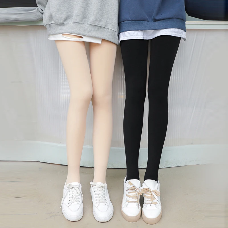 Fleece Tights Thermal ddmysmile Woman Stockings Sexy Winter Warm Pantyhose Translucent Slim Thicken Tights Elastic Veet Pantyhose Femal Smile
