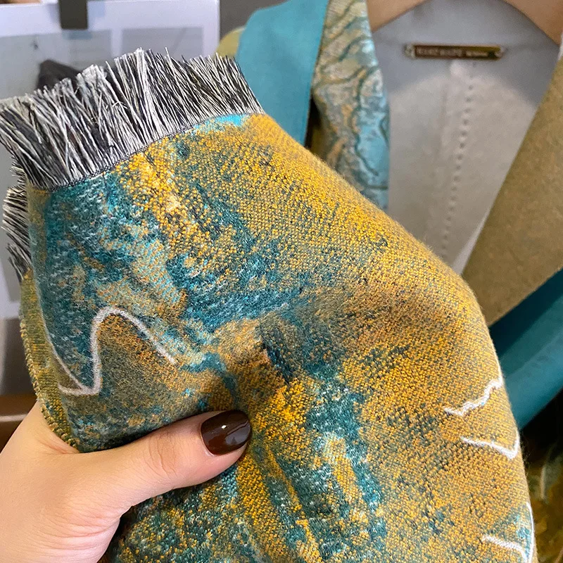 Cashmere 2023 Brand Scarf Women Winter Warm Pashmina Design Shawl Wrap Houndstooth Blanket Poncho Foulard Bufanda Bandana smile