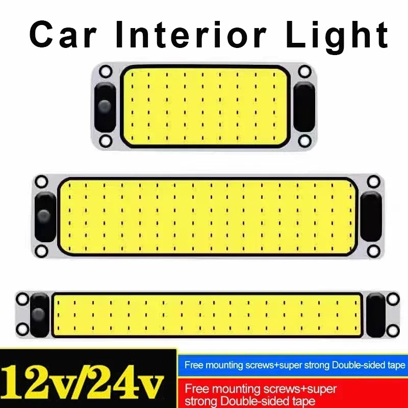 12-24V Car Interior LED Lighting Reading Night Strip Light Interior Light Ceiling Lamp with On Off Switch for Van Lorry Truck smile