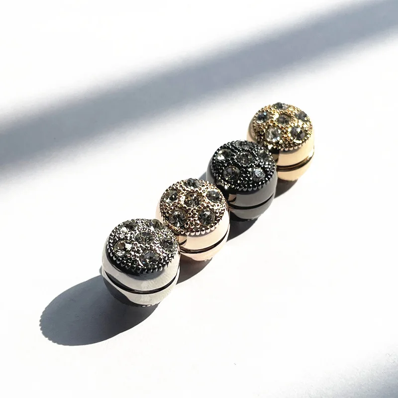 One Pair Muslim No Sang Hijab Magnets Round Rhinestone Brooches Pins Decorated Cufflinks Accessories Unisex Adult