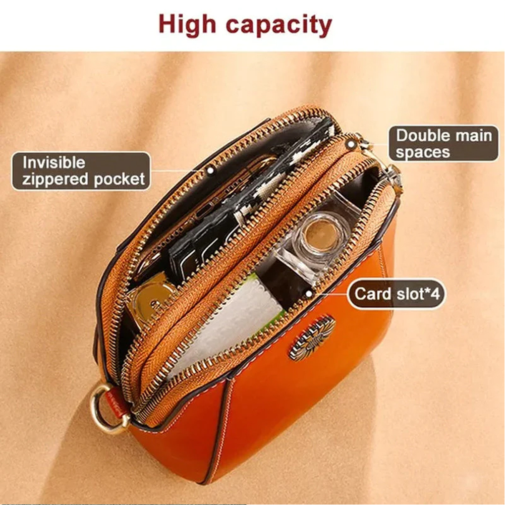 Women's Leather Bag Crossbody Cell Phone Bag Single Shoulder Messenger Purse Large Capacity Casual Crossbody Small Bag