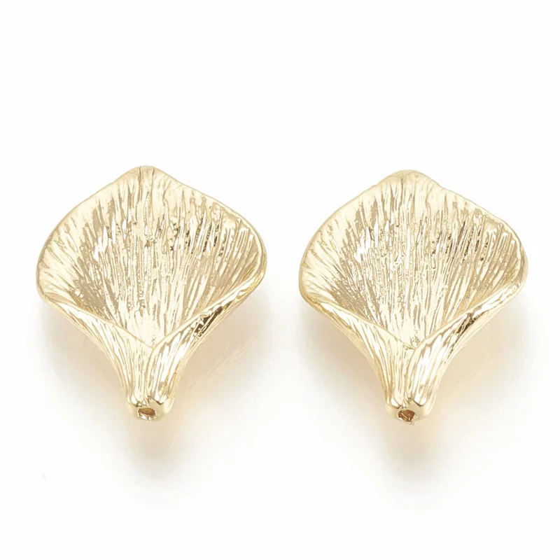 2 pc Brass Bead Caps Apetalous Flower Nickel Free Real 18K Gold Plated 12.5x10.5x10mm Hole: 1.5mm