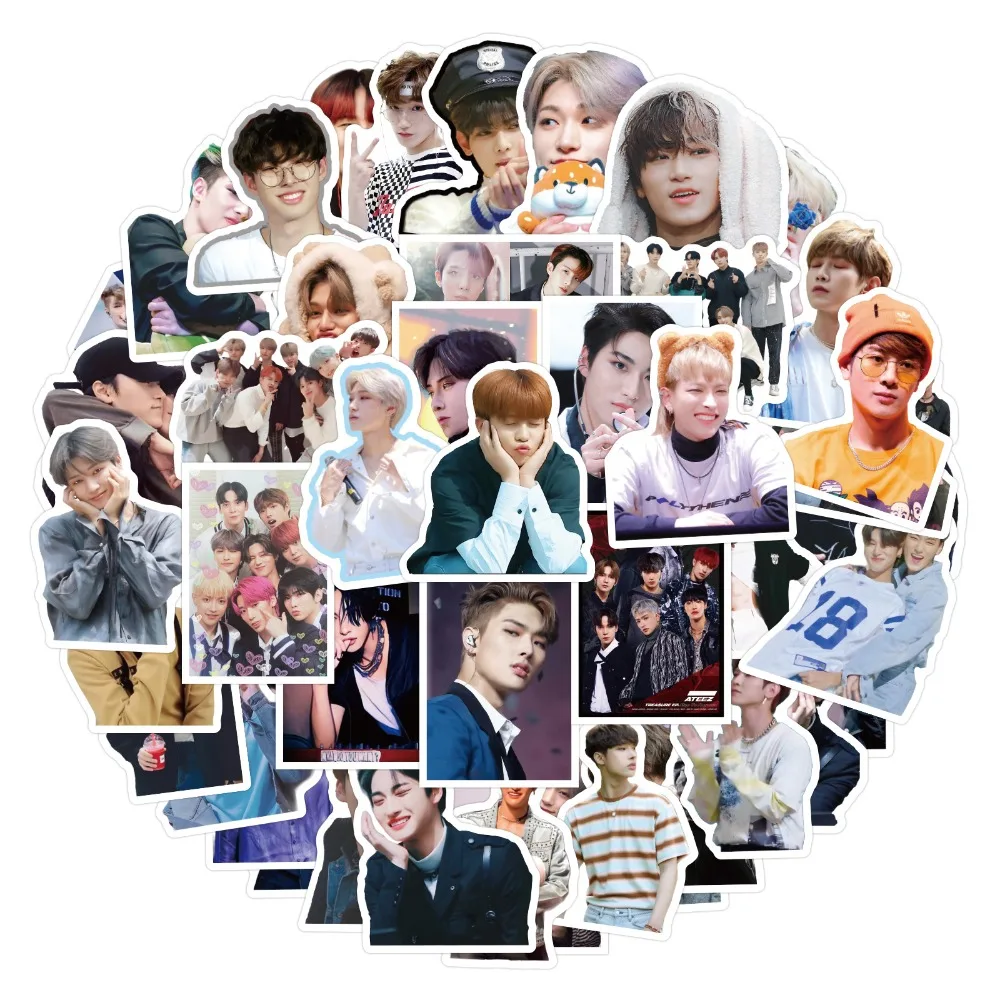 55Pcs Kpop 2025 ATEEZ Character Stickers Men's Team Stickers Waterproof High Quality HD Photo for new Laptop Cup Notebook