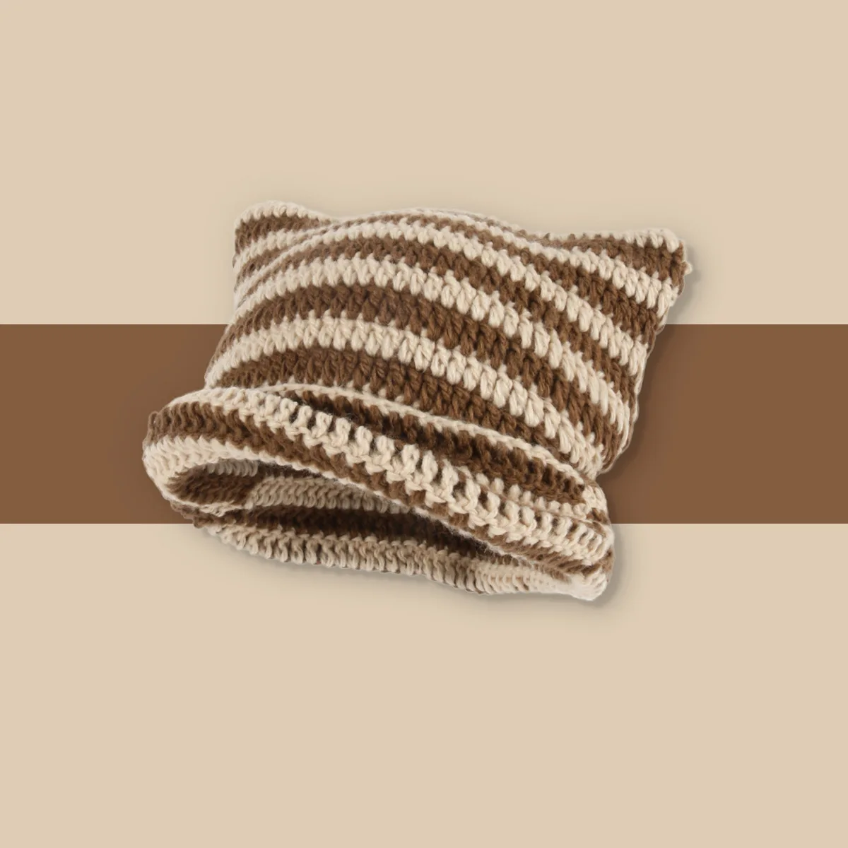 Beanie New Hat Korean ddmysmile Ins Little Devil Striped Knitted Wool Cap Autumn And Winter Cute Cap Ears Pointed Pullover Women's Hats Smile