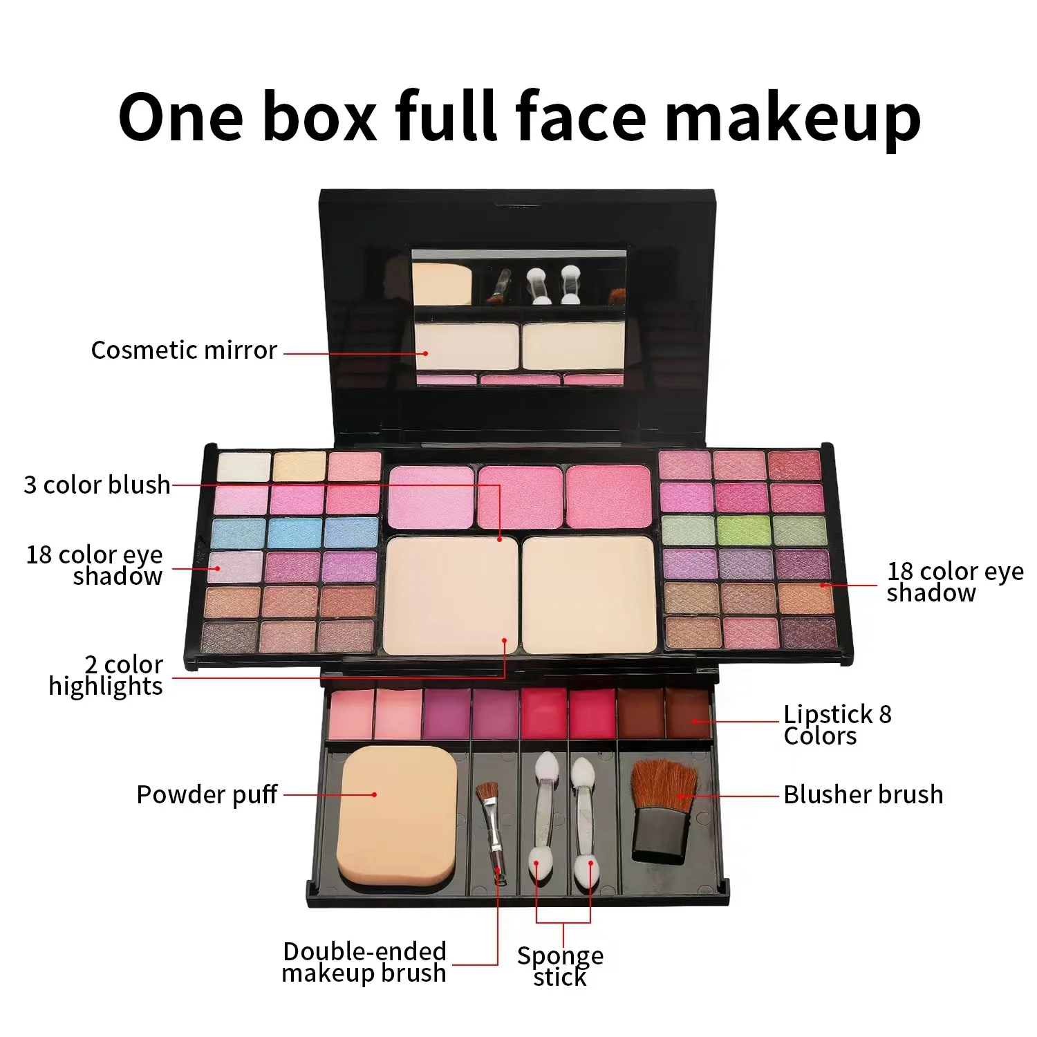 Set Makeup for Gift Women Full Kit All in One Make up Eyebrow Powder Lipstick Lip Gloss Brush Shimmer Glitter Eyeshadow Palette smile