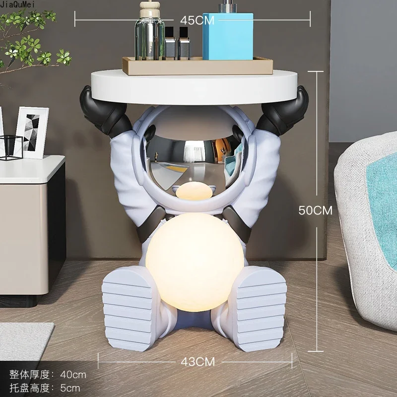 Creative Astronaut Statue, Coffee Table Living Room Furniture, Sofa Side Table Night Light, Bedside Table Resin Room Decoration