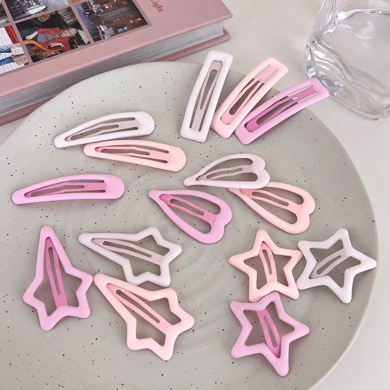 Pink Star UXSL Gradient Hair Clip For Womens Girls Sweet Side Clip Hairpin Hair Decorate Alloys Barrettes Child Hair Accessories smile
