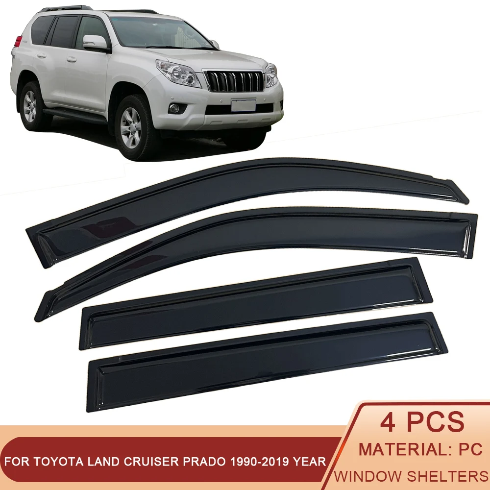 Toyota Cruiser For Land Prado J150 J120 J90 J70 Black Tinted Car Side Window Visor ddmysmile Guard Vent Awnings Shelters Door Ventvisor Smile