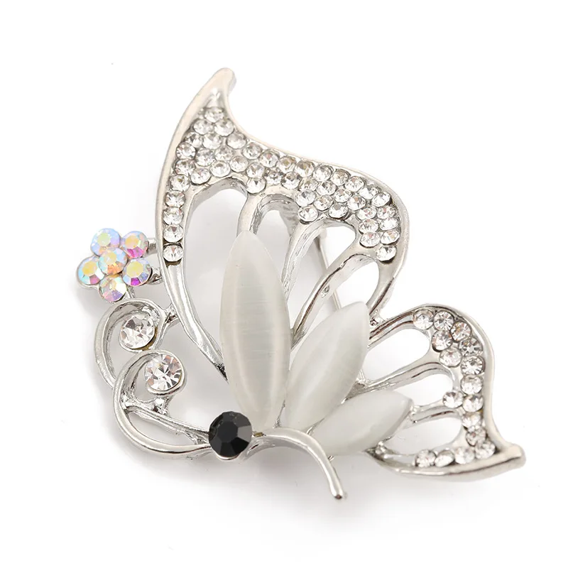 Elegant Women Retro SKEDS Butterfly Crystal Brooches Pins Insect Pearl Rhinestone Jewelry Brooch ddmysmile Pin Lady Party Accessories Smile
