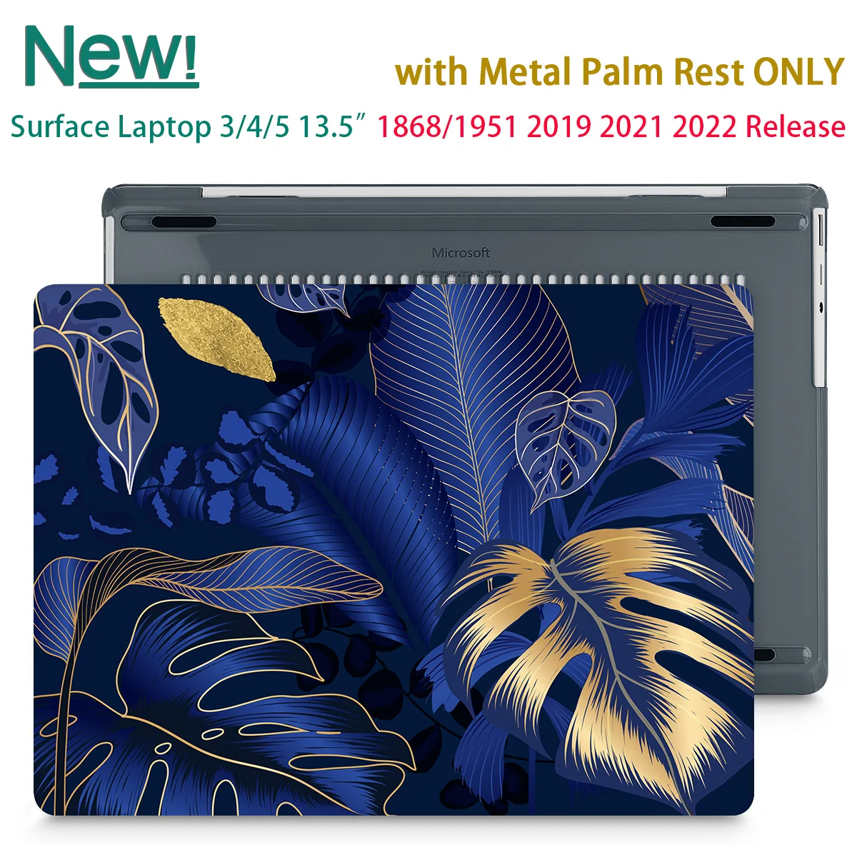 Flora Case Compatible ddmysmile Dark For 13.5" Microsoft Surface Laptop 5/4/3 With Metal Palm Rest Model 1951/1868 Plastic Hard Shell Case Smile 