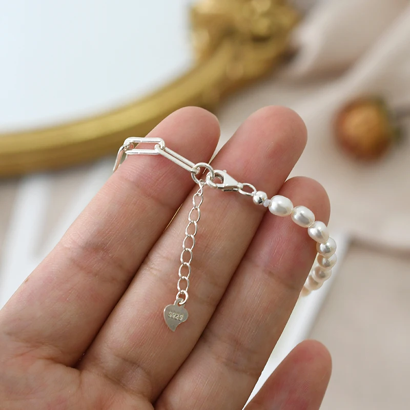 Natural ASHIQI Korean Style Freshwater Pearl Necklace Sterling Sier ing Bracelet Jewelry for Women smile