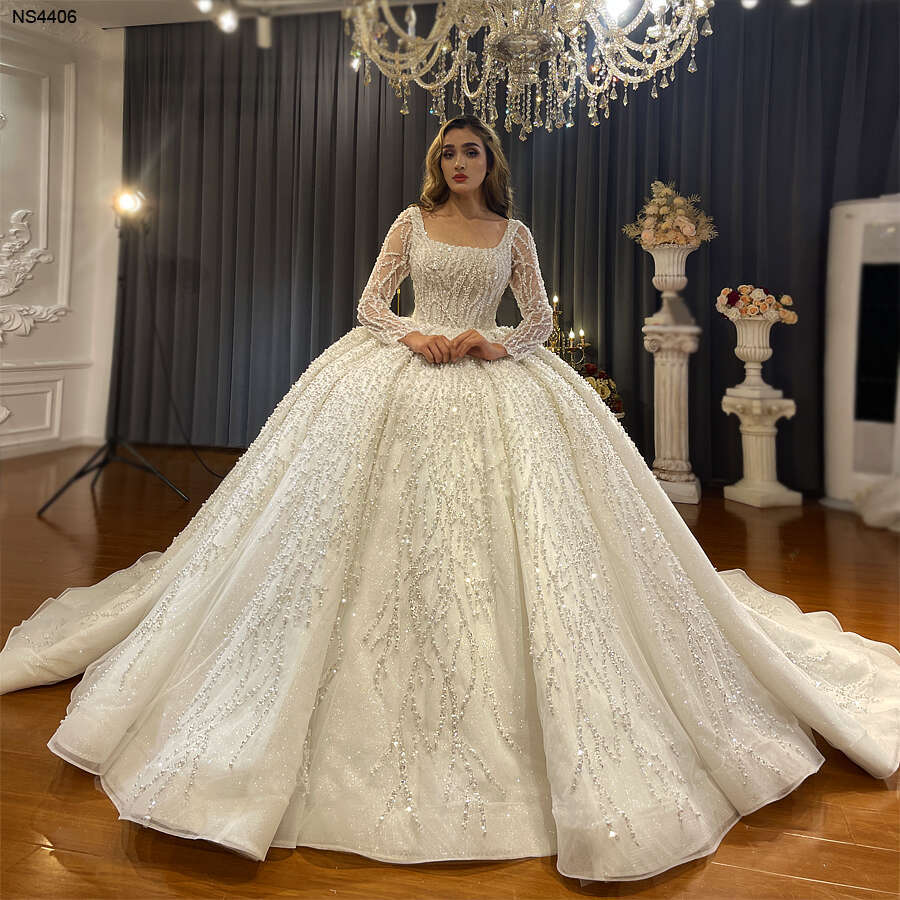 Customized NS Long Sleeve Beaded Wedding Dress 6660311