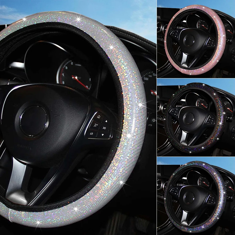 Wheel Colorful Bling Steering Faux Leather Without Inner For Universal 37-38cm Round/D-Shaped Steering Wheel smile
