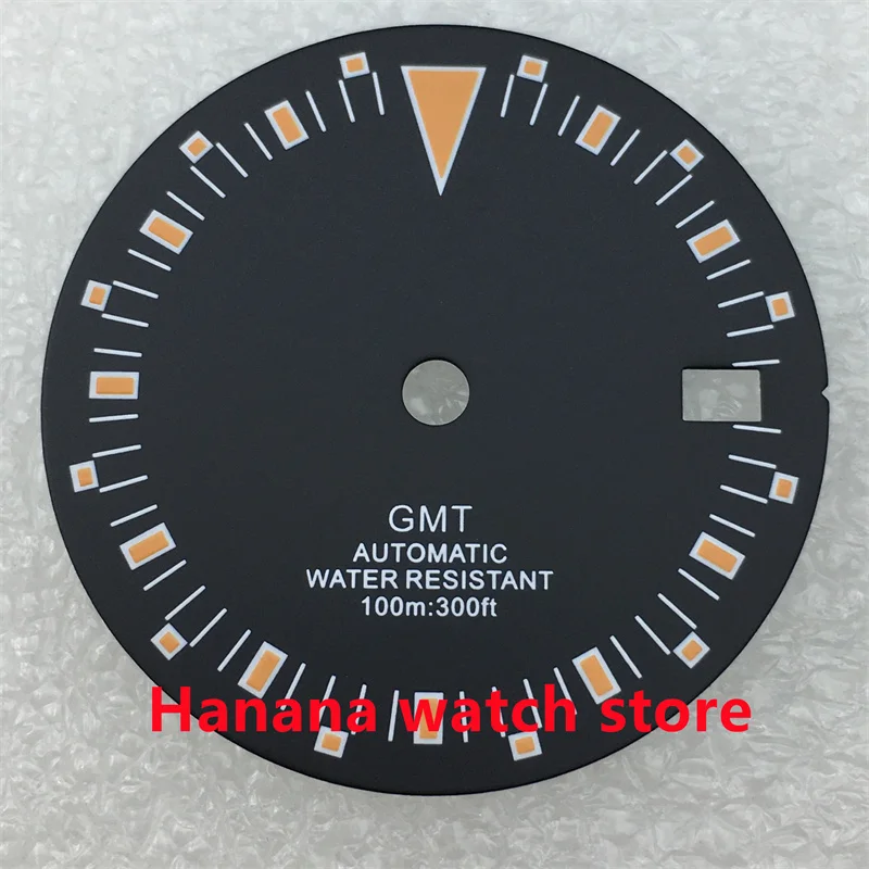 BLIGER 29mm black dial green luminous index suitable for NH34 movement watch accessories