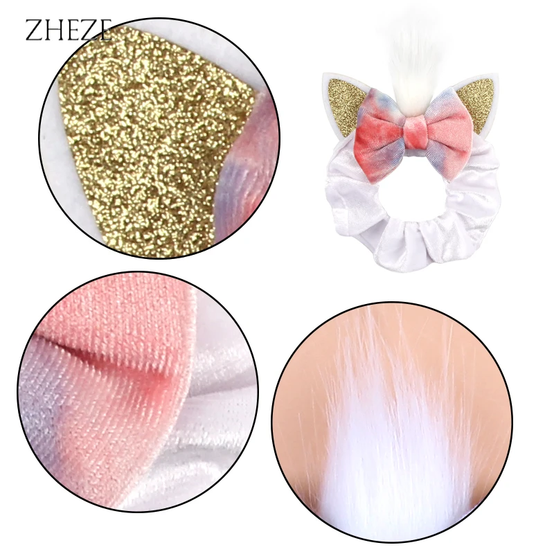 Ears Cat 2024 NEW Veet Hair Scrunchies For Girls Women Cute 4"Bow Elastic Hairband DIY Hair Accessories Boutique Gift Mujer smile