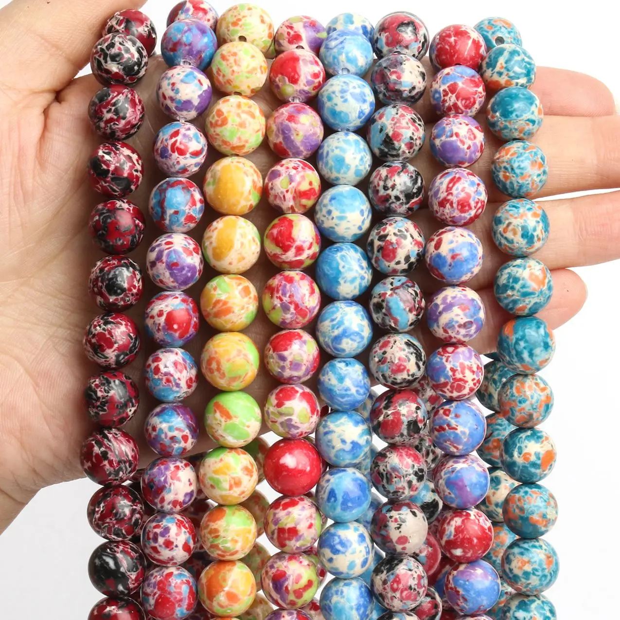 Natural Colorful Imperial Sediment Jasper Round Spacer Stone Beads For Jewelry Making DIY Earring Bracelet Necklace Accessories