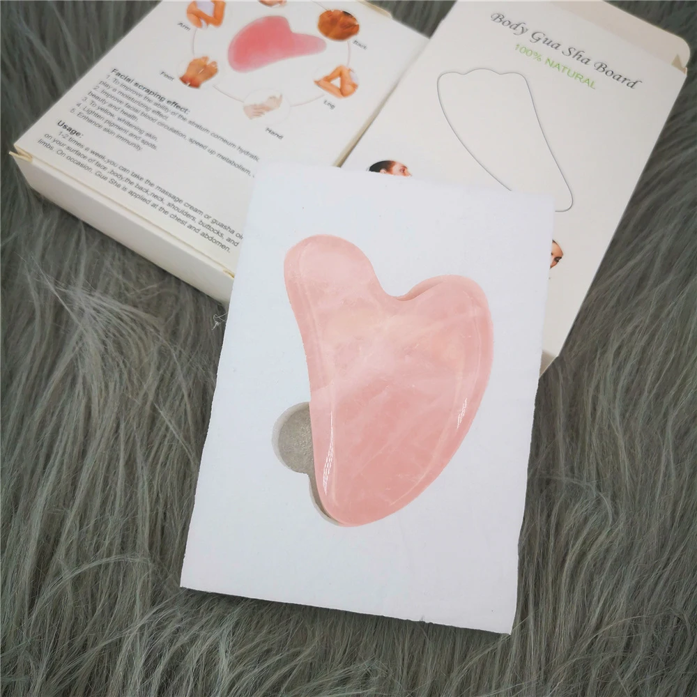 e cc Gua Scraper Jade Natural Sha Board Massage Rose Quartz Guasha Stone For Face Neck Skin Lifting Wrinkle Remover Beauty Car sha