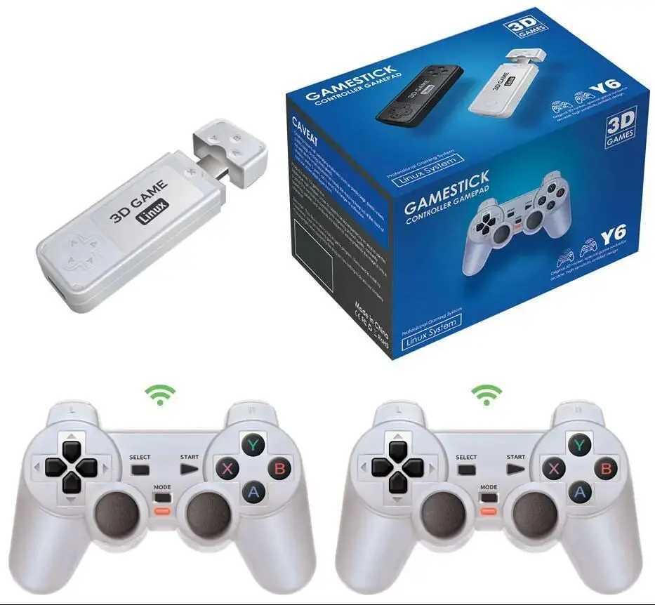 Powkiddy Y6 2.4G Wireless Gaming TV Stick Retro PS1 Home Portable Video Game Console 4K HD Port Mtiplayer 10000 Games Y241109
