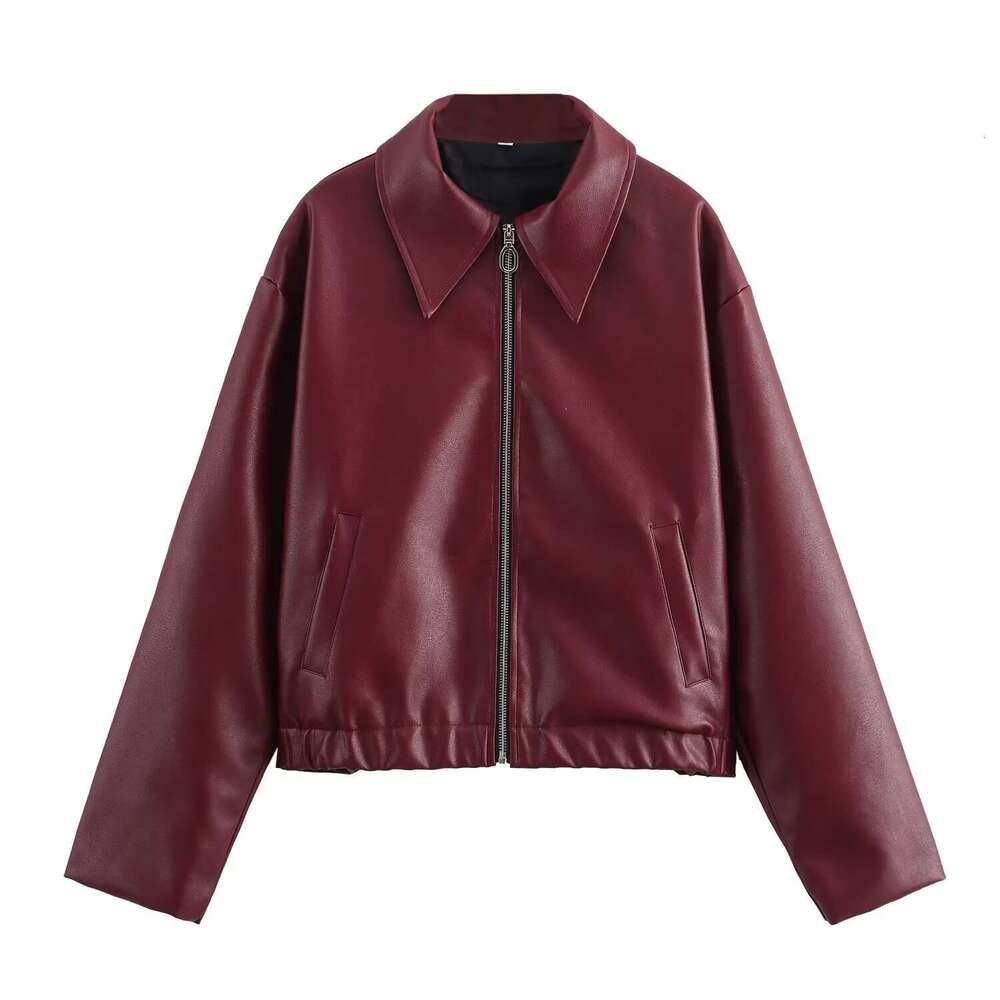 shanshi leather jacket women Autumn New Women's Fashion Imitation Slim Fit Motorcycle Jacket Leather Coat Women
