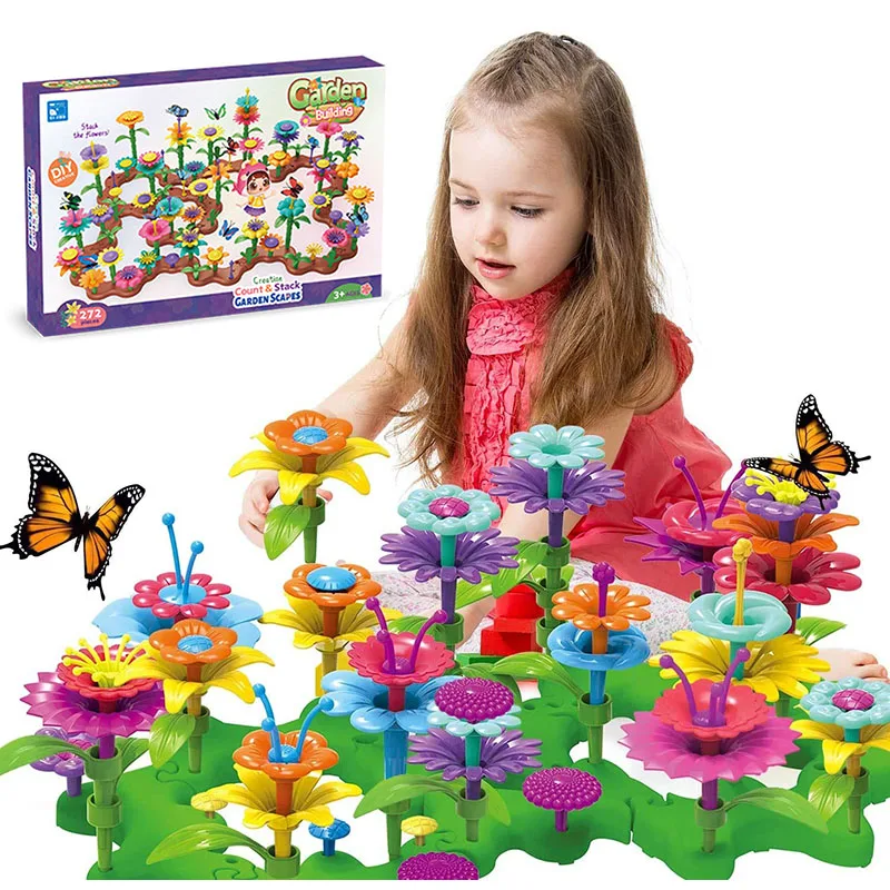 Girls DIY Flower Garden Toys Building Blocks Kids Toddlers Playset Bouquet 2025 new Creative Growing Floral Garden Parents-child Interct