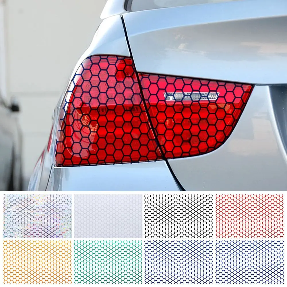1PC Creative Honeycomb new Sticker Car Rear Tail 2025 Light Cover Decal Multicolor Reflective Material Honeycomb Sticker Auto Accessories