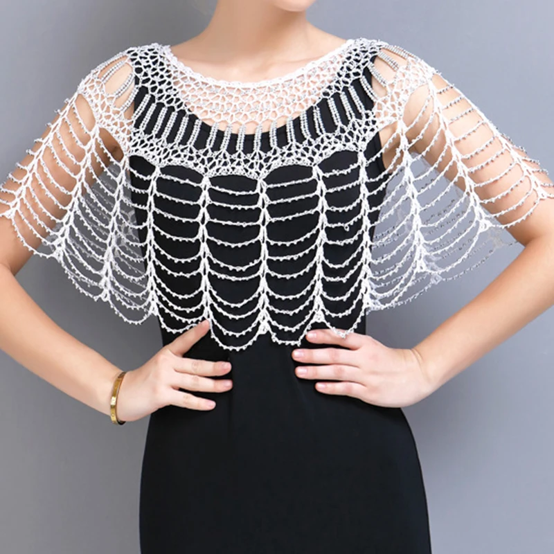 Beaded 1920S ddmysmile Shawl Gatsby Evening Cape Bridal Shawl Bolero Flapper Cover Up Elegant Wraps Shawl Scarf For Evening Dresses Party Smile