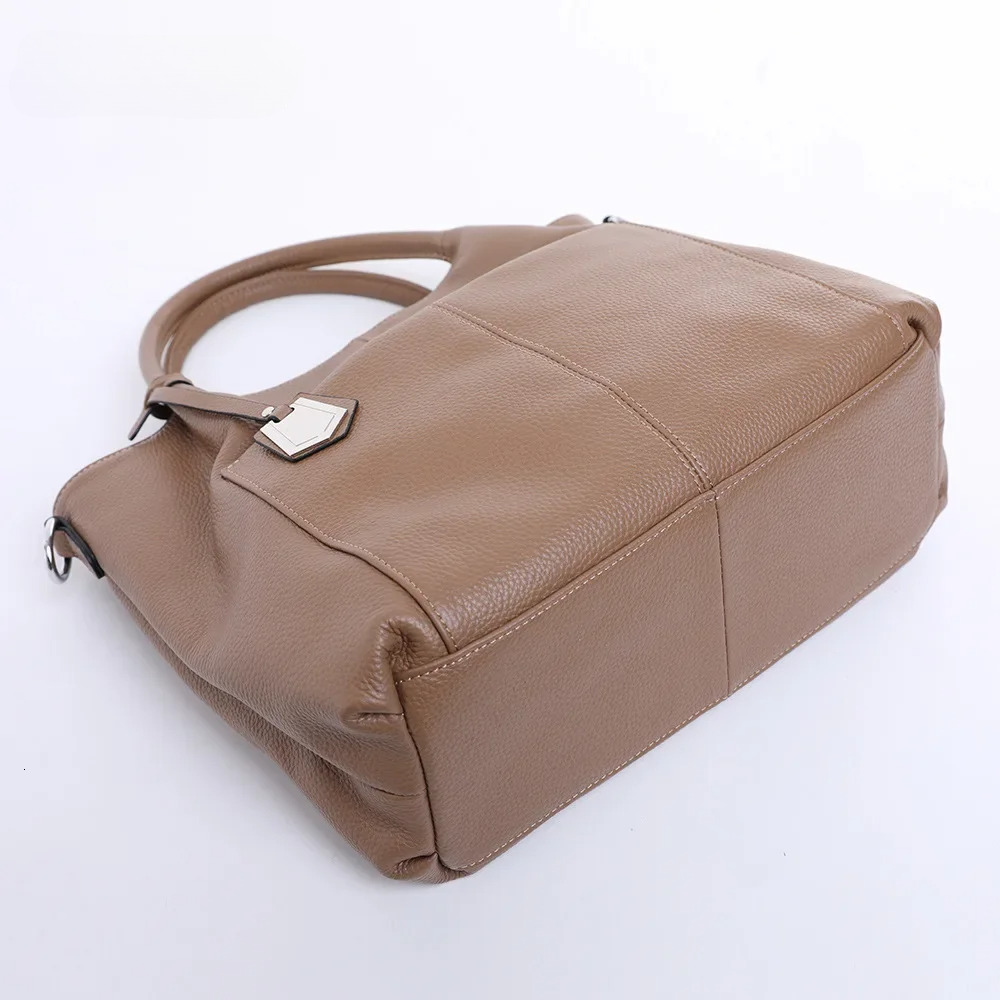 New Autumn Natural Soft Cow Leather Women's Handbag All-Match Mid Age Ladies Shoulder Bag Large Casual Cowskin Tote For Mom Zipper Style Genuine 