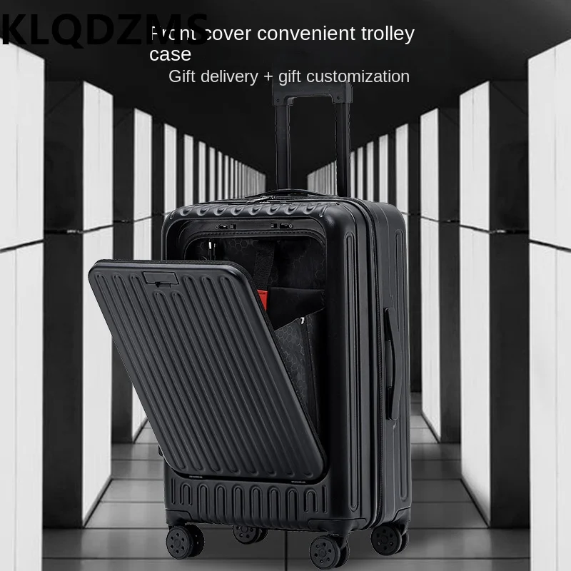 KLQDZMS High Quality Luggage 24"26" Front Opening Trolley Case 20 Inch Boarding Box Women's Travel Bag USB Charging Suitcase