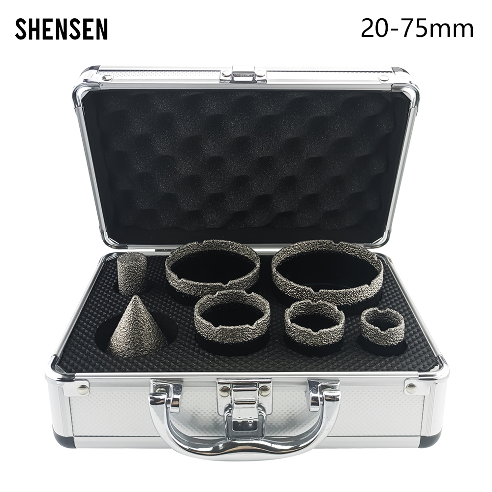 Dia Thread 7Pcs M14 Dry Drill Bit Vacuum Brazed Drilling Core Bits Set Porcelain Tiles Crowns Granite Marble Hole Saw Tools smile