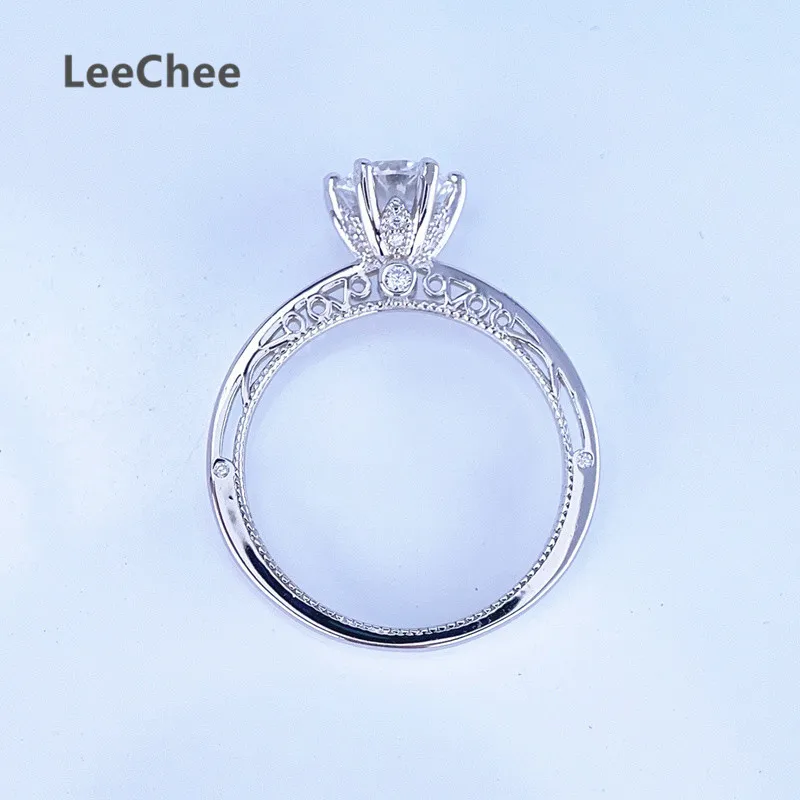 Ring Moissanite 1CT 2CT Lab Dia with Certificate 6.5MM 8MM Fine Jewelry Real Sterling Sier for Women Anniversary Gift smile