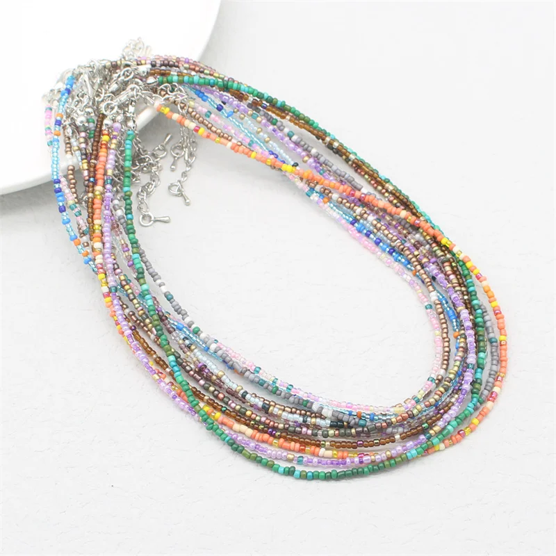 Beads Simple Strand Seed Choker Necklace Women Charm Colorful Neck Collar Handmade Short Chain Boho Collier Femme Jewelry Gift smile