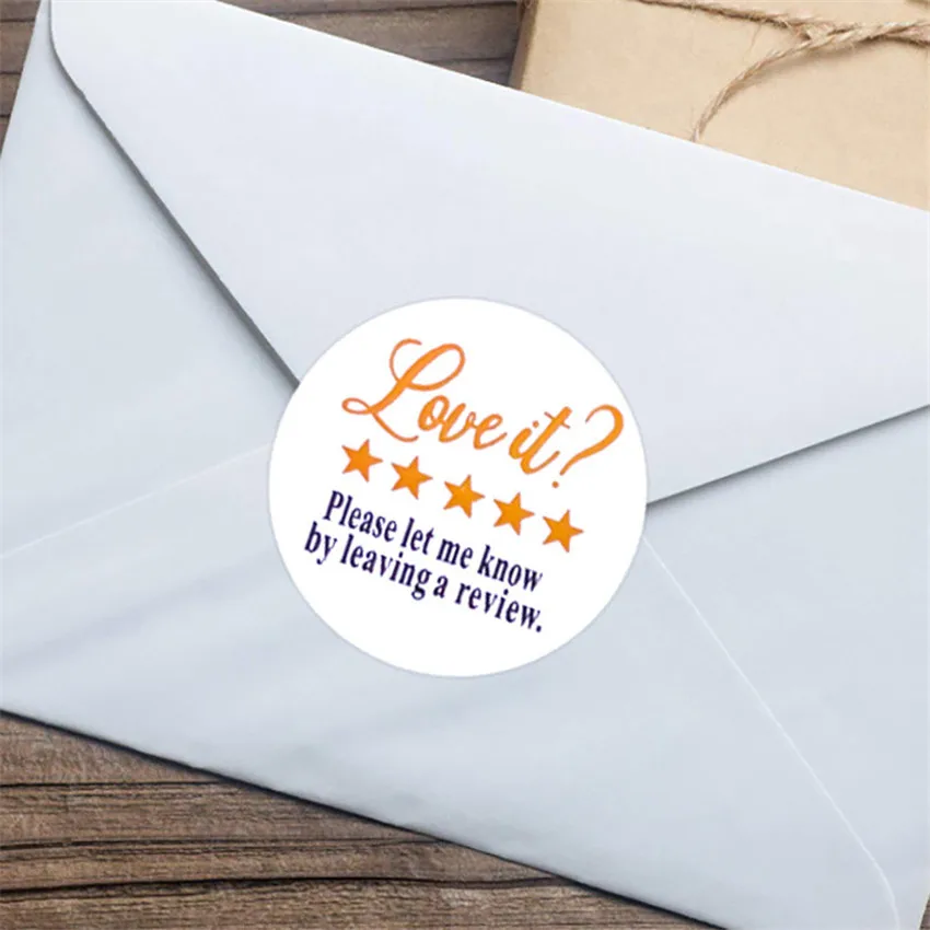 Love ? 500Pcs it Please Leave A Review Sticker Thank you Label for Small Shop commodity Packaging Handmade crafts gift stickers smile ?