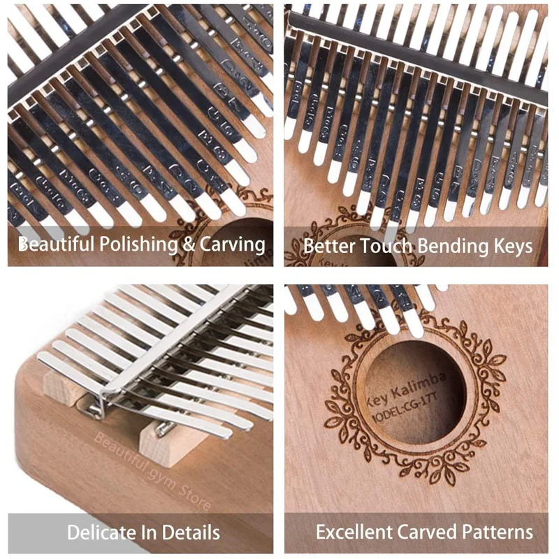 17 Keys Thumb Piano High Quality Handguard Wood Mahogany Mbira Body Musical Instruments Kalimba Piano Creative Music Box