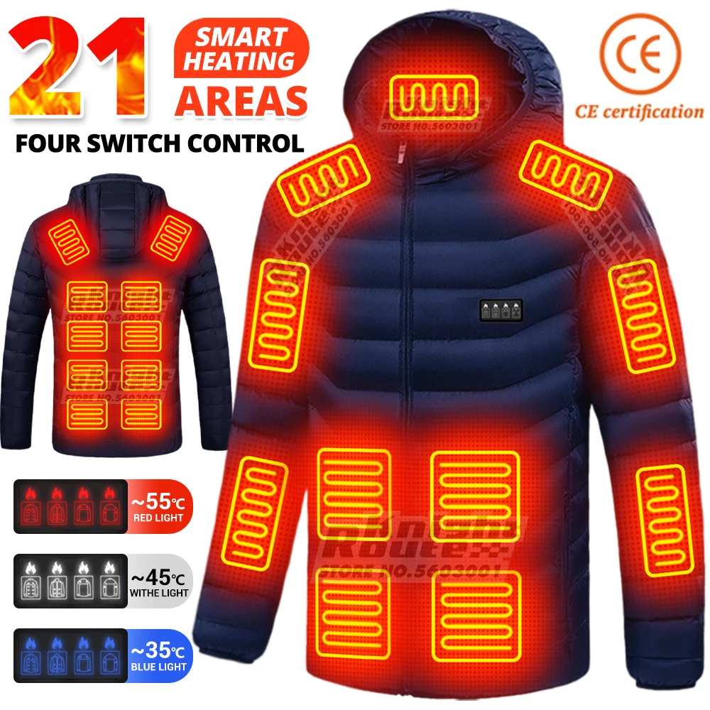 Areas Electric 21 Heated Jacket Winter Men's Women's Motorcycle Jacket USB Heating Jacket Heated Vest Moto Thermal Coat Clothing smile