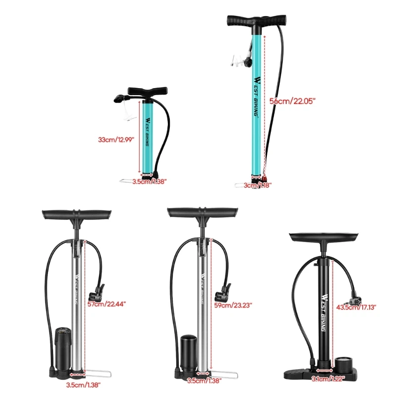 831C Portable Floor Bicycles Tire Pump High Pressure Hand Airs Pump Bike Tire Inflator for Road Bike Tires, Balls, Balloon