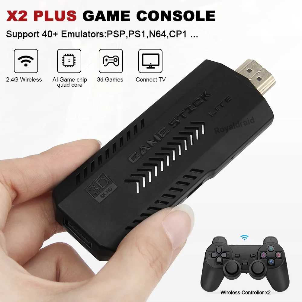 Hot S X2 PLUS GD10 Pro 4K Gaming Stick 3D Retro Video Game Console Wiriles TV Controller 40 Emator for PS1/N64/DC 128G 64G Y241109