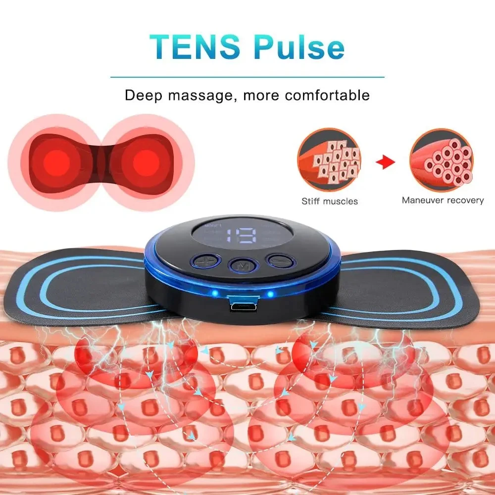 Neck Massager Lcd Display EMS Electric Cervical Massage Patch Low Frequency Pulse Muscle Stimulator Pads Pain Relief Relaxation